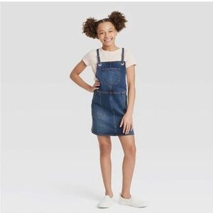 Girls' Skinny Strap Jeans Skirtall - Cat & Jack Dark Wash